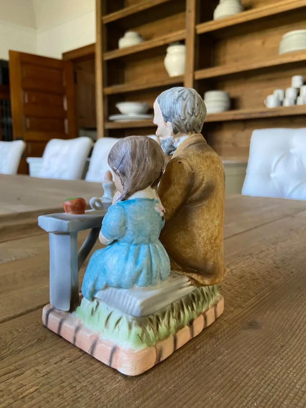 Vintage Norleans Japan Porcelain Old Man & Child Praying Figurine 7